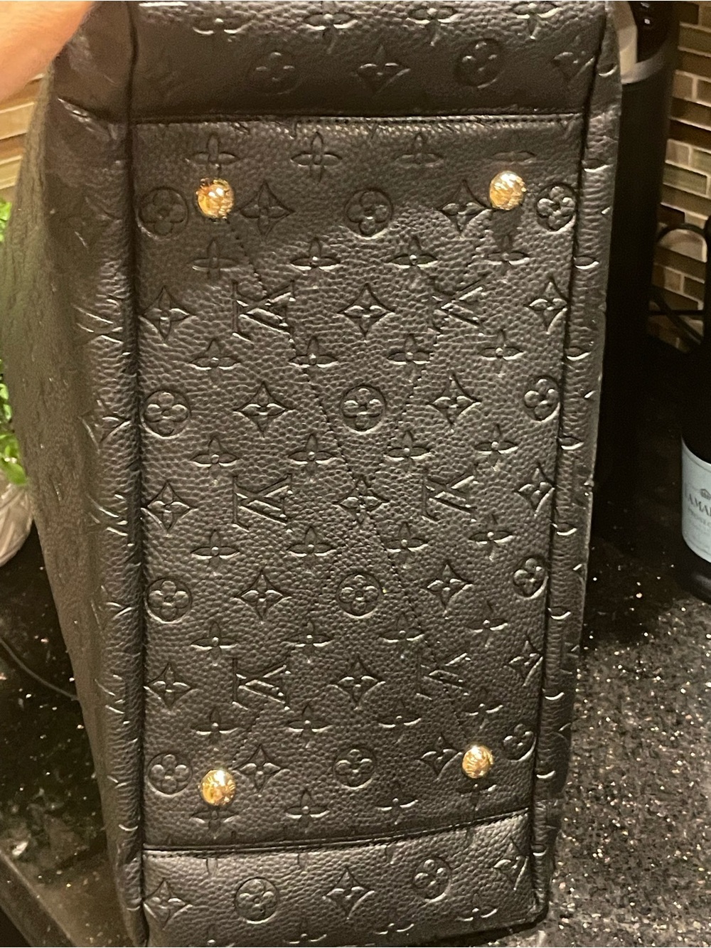 Black Embossed Monogram Braided-Handle Satchel - Picture 11 of 15